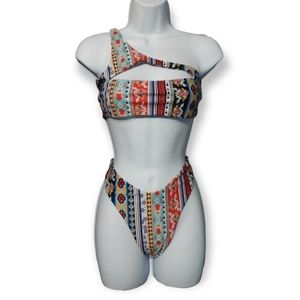 Zaful Multi Color Cutout Bikini sz M